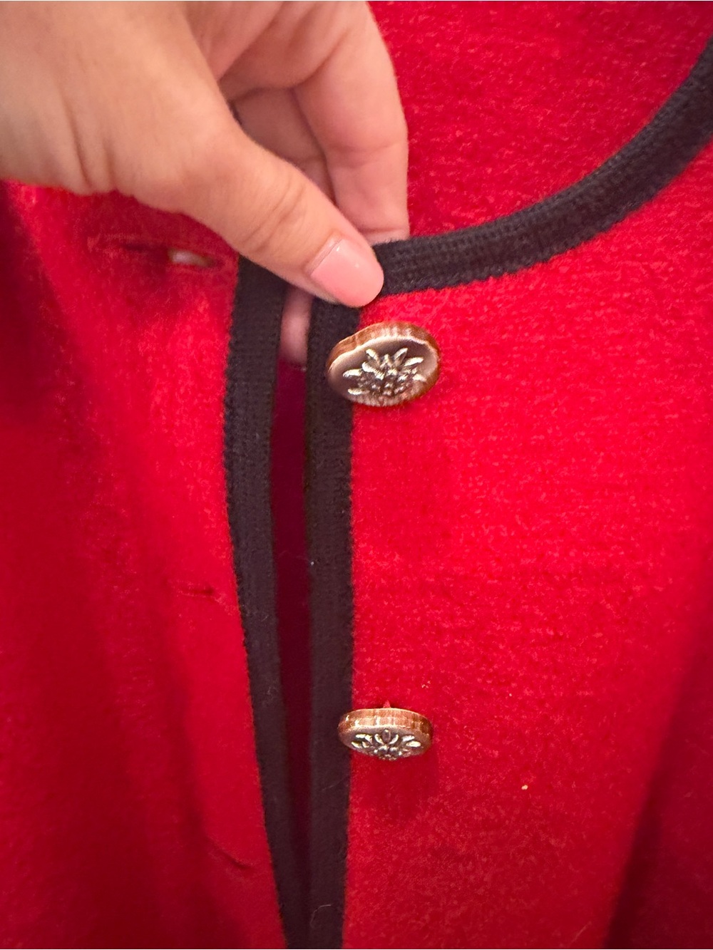 Vintage Vitabella Red Wool Goose Button Front Jacket XL - Picture 9 of 16
